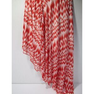 Women's New York & Co Hi-Low Short Front Long Back Skirt White Red Size Small A4